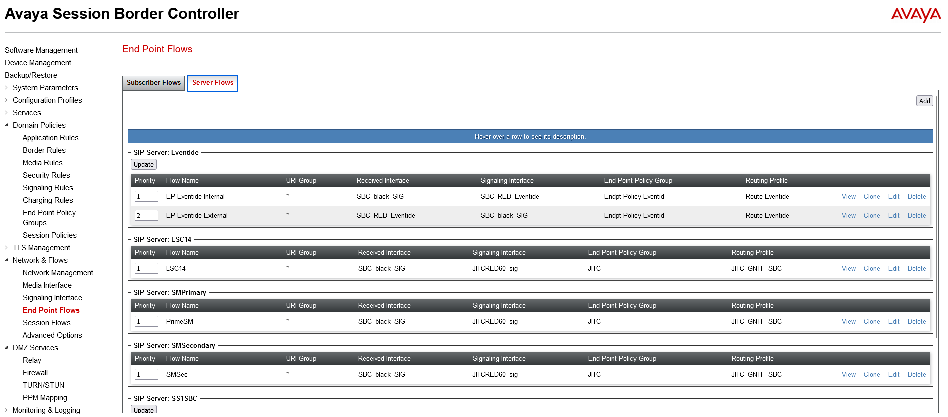 End Point Policy Flows