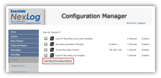 Add Virtual Recording Interface
