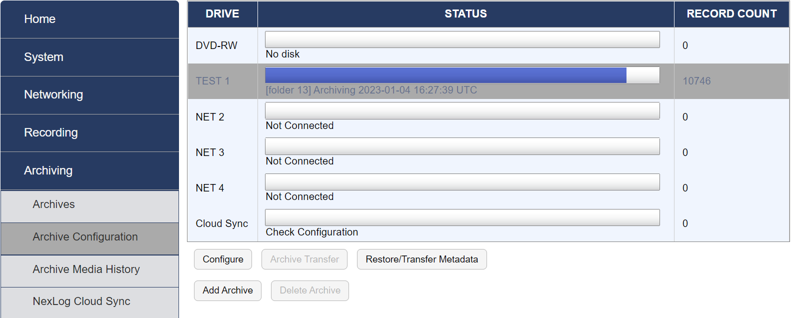 Archive Configuration