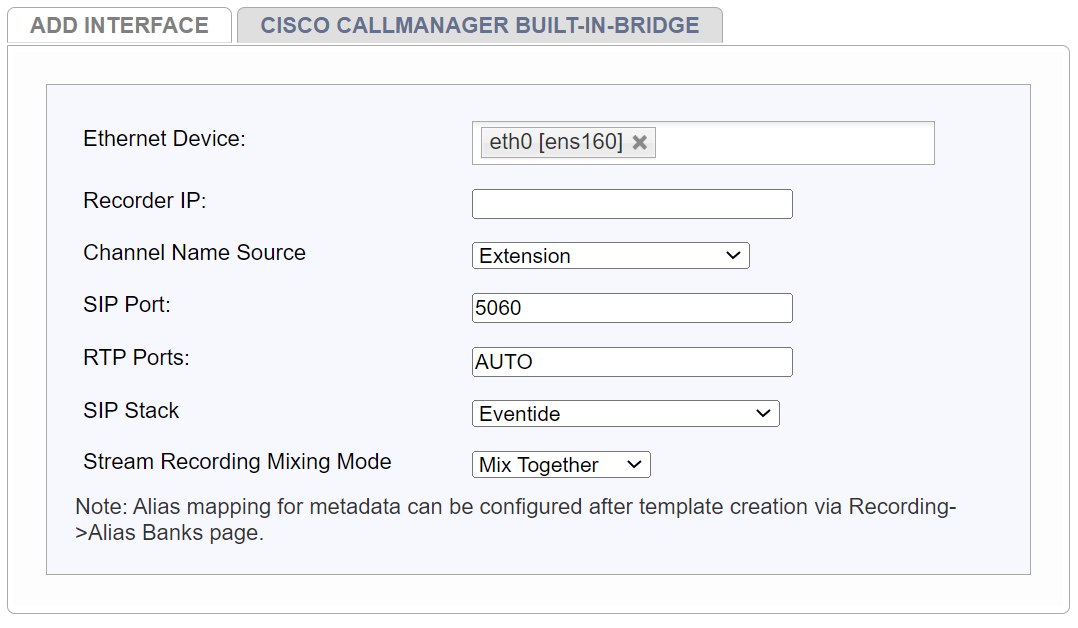Add BIB Interface Configurations