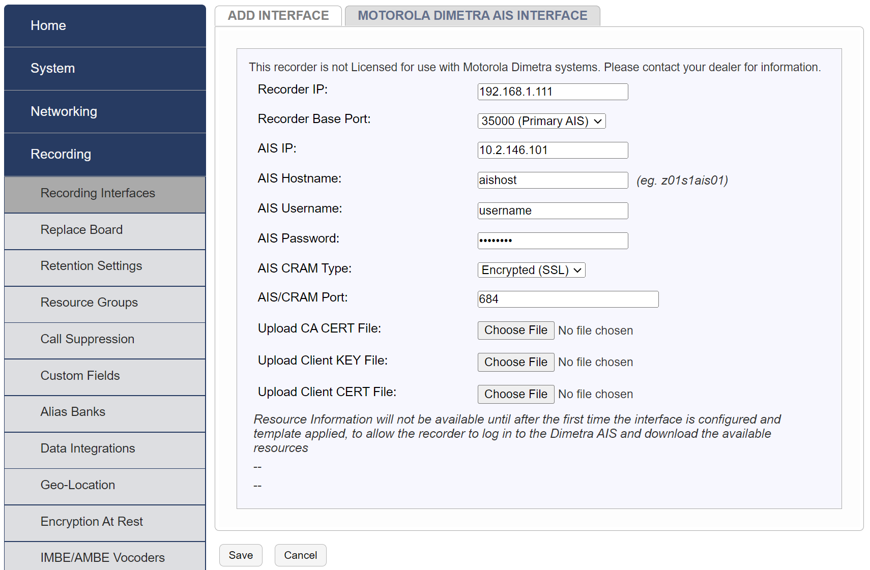 Interface Configuration