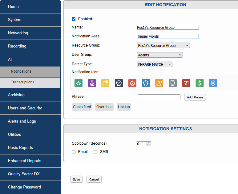 Edit Notification Page