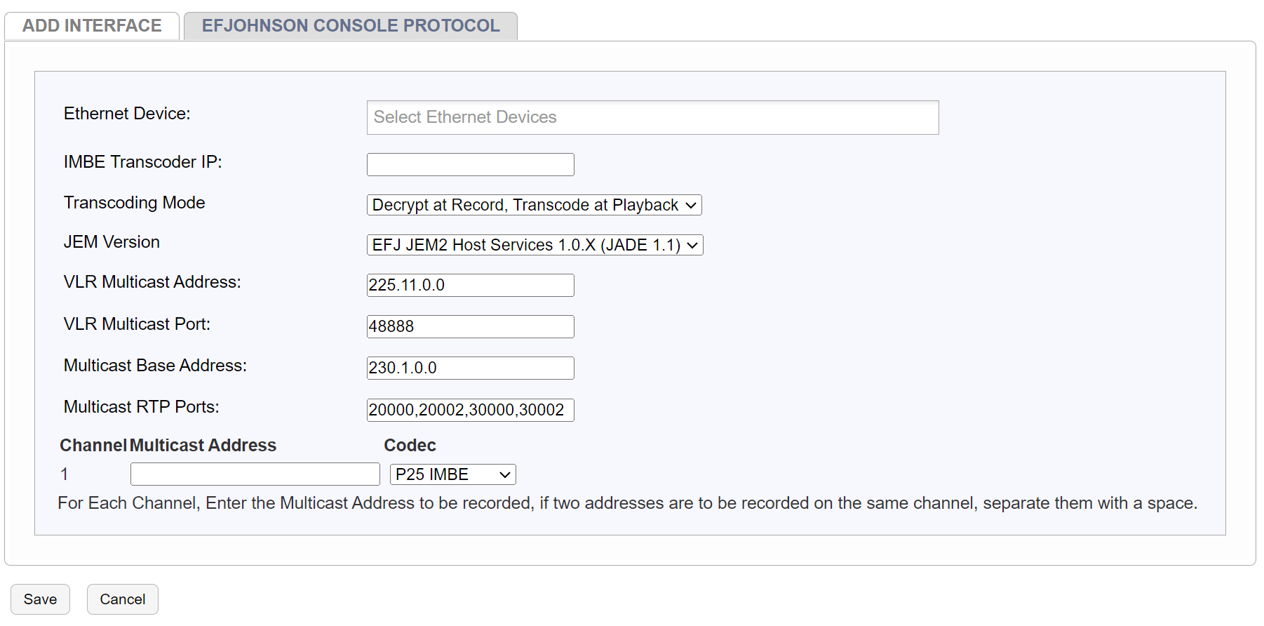 EF Johnson Configuration