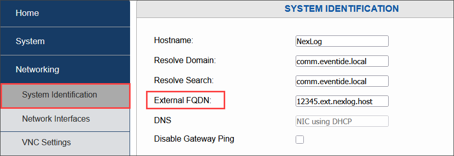 External FQDN