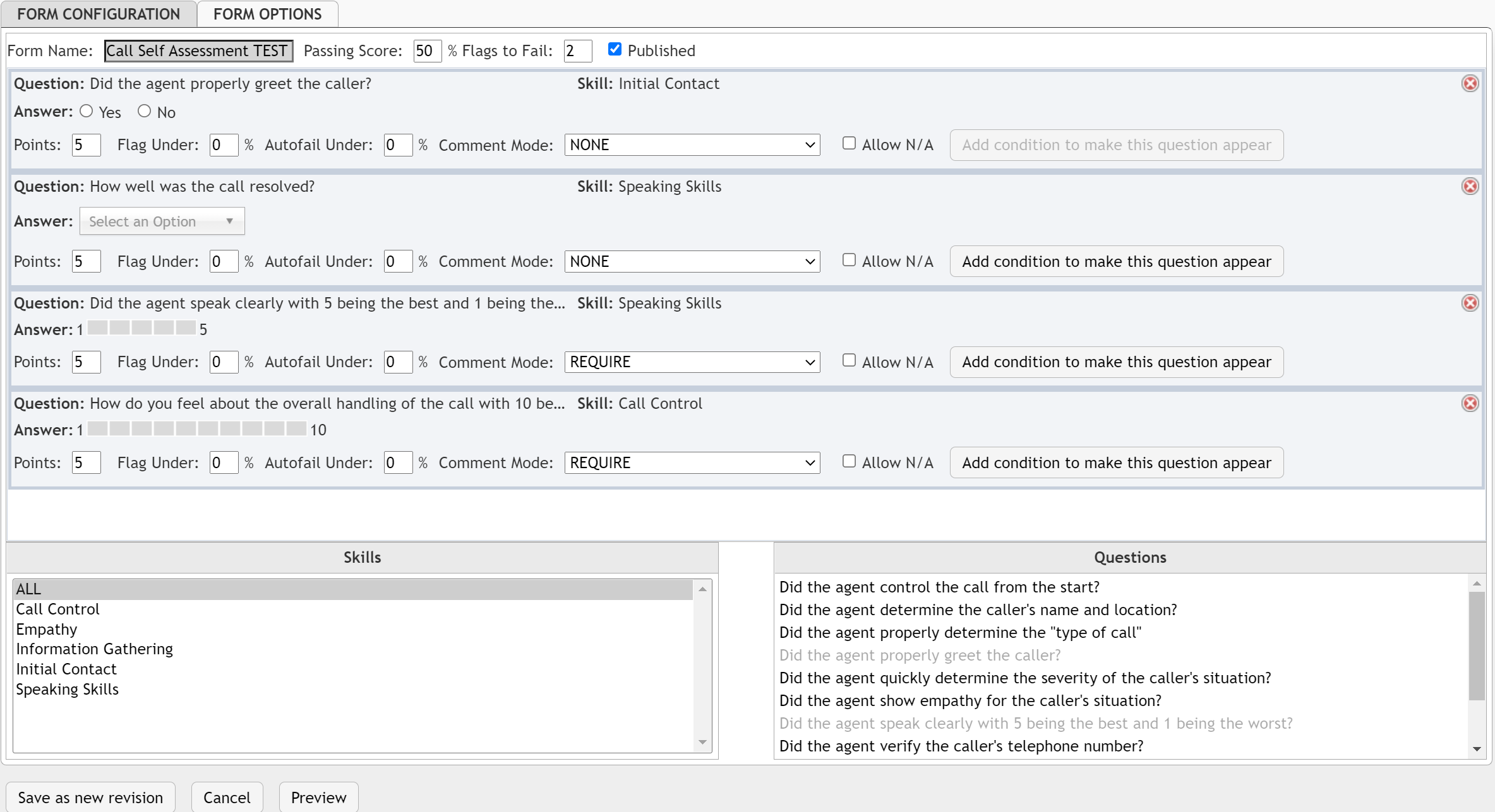 Quality Factor Add Form