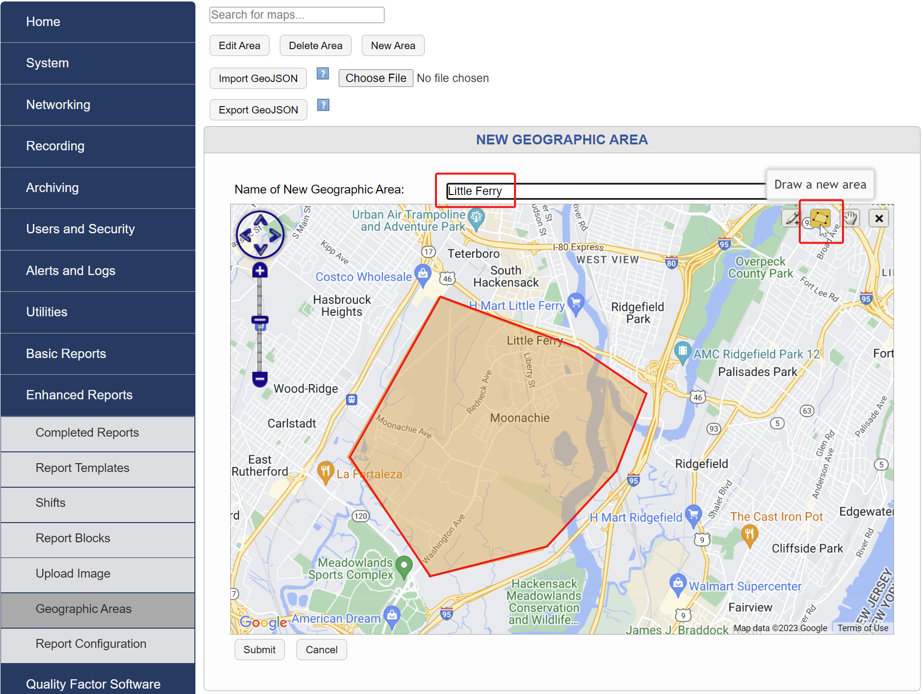 Geographic Area Setup