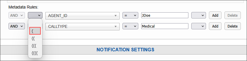 Grouping Rules: Left Parenthesis