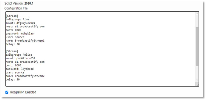 Broadcastify Configuration Multiple Streams
