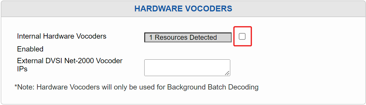 Enable Internal Hardware