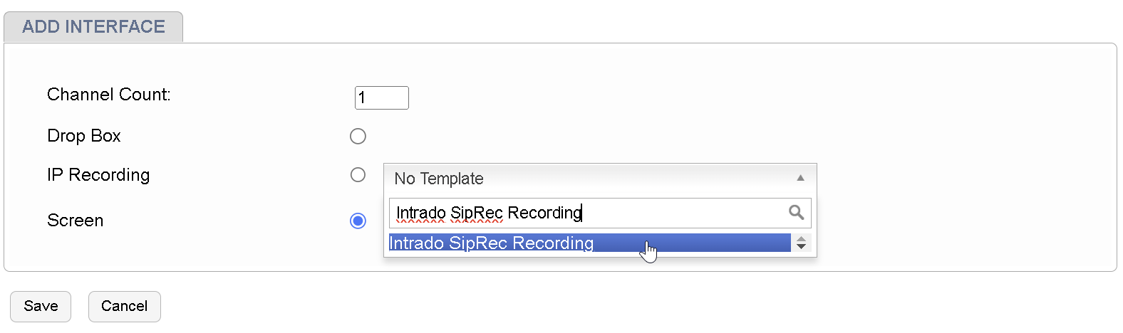Select Channels and Template