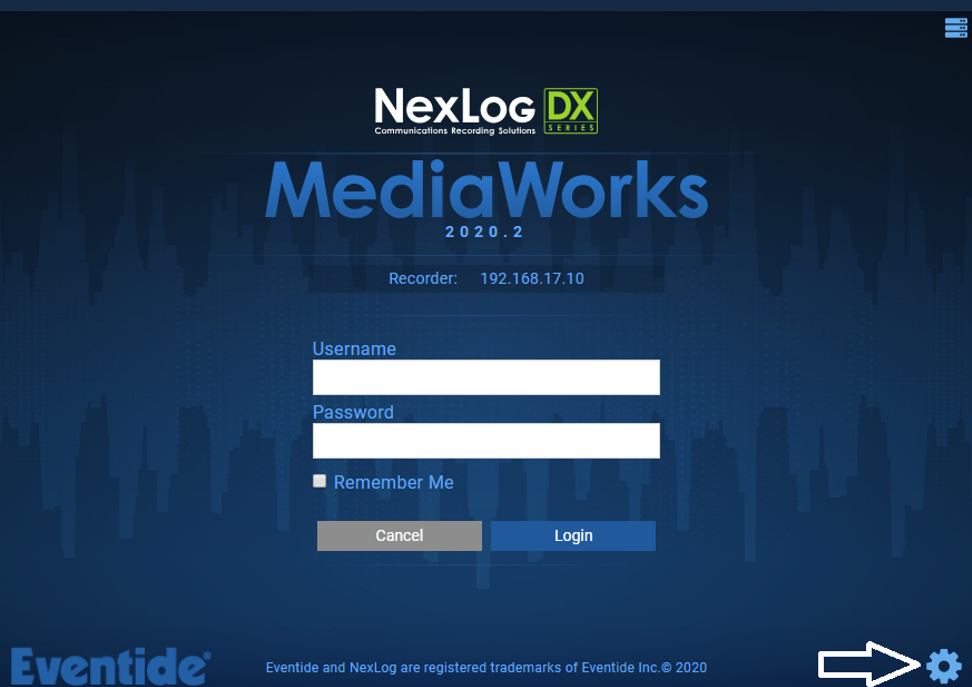 |MW| Login Screen (with arrow pointing to Setup Gear)