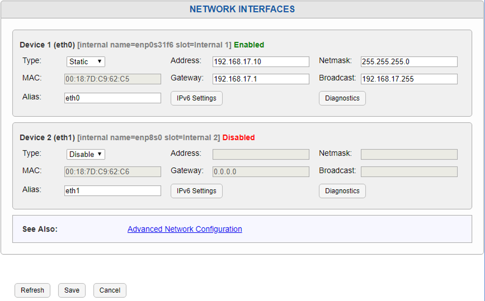 Network Interfaces