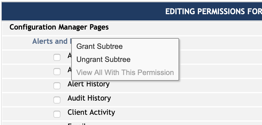 Permissions Edit Page Context Menu