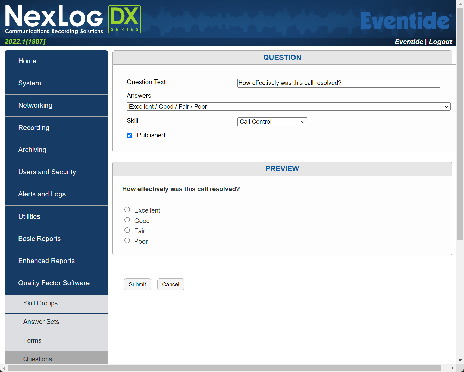 Quality Factor Question Example