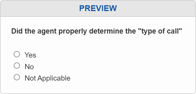 Quality Factor Answer Radio Button