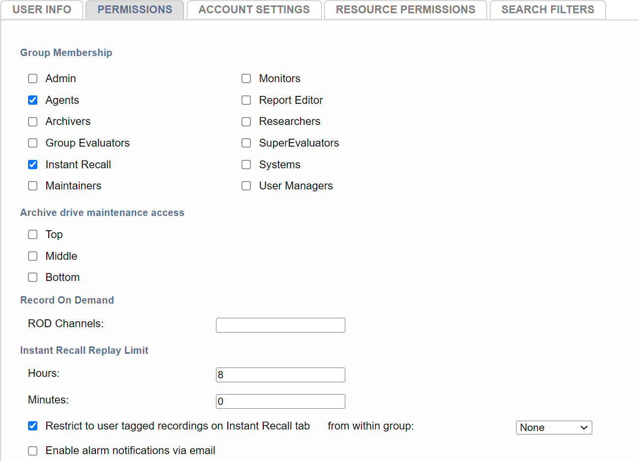 Restrict to user tagged recordings