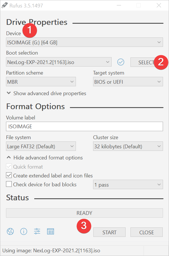 Rufus ISO writing utility