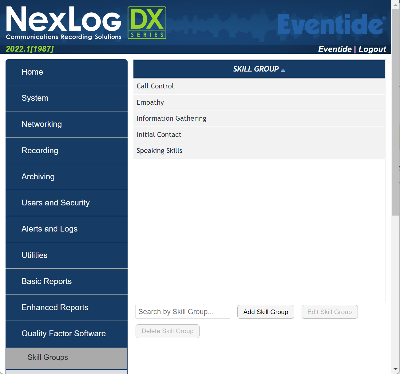 Quality Factor Skill Group