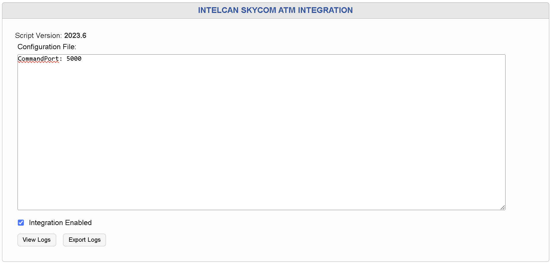 Intelcan Skycom ATM Integration